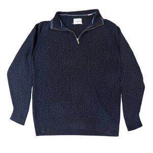 Tommy Bahama 1/4 Zip Pullover Sweater Blue Textured Knit Men's Size XL Coastal.